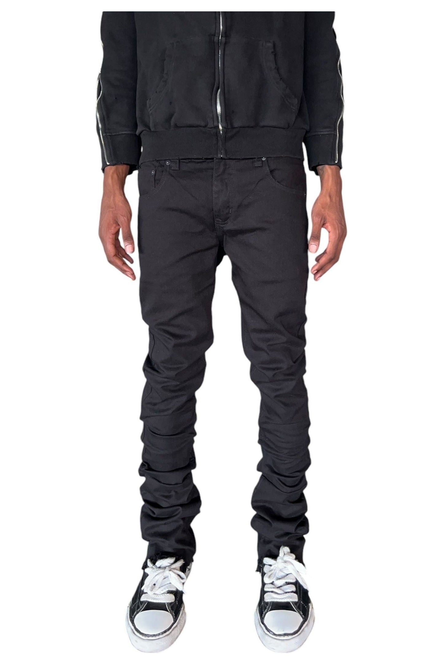 Black Stacked Flare Jean