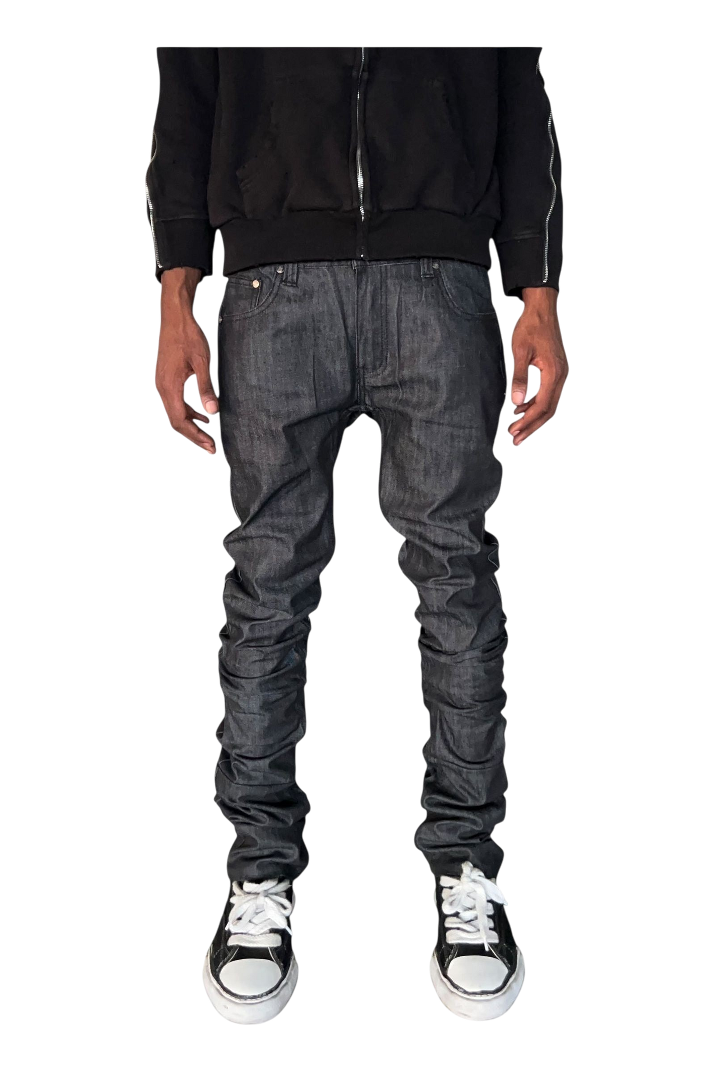 Raw Black Stacked Denim