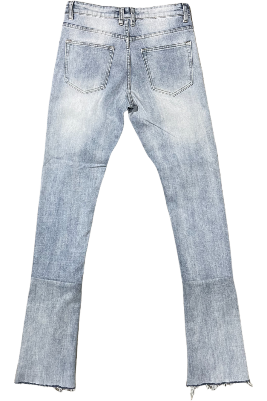 Sky Blue Stacked Flare Jean