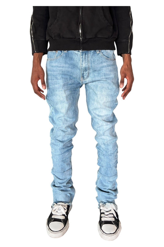 Sky Blue Stacked Flare Jean