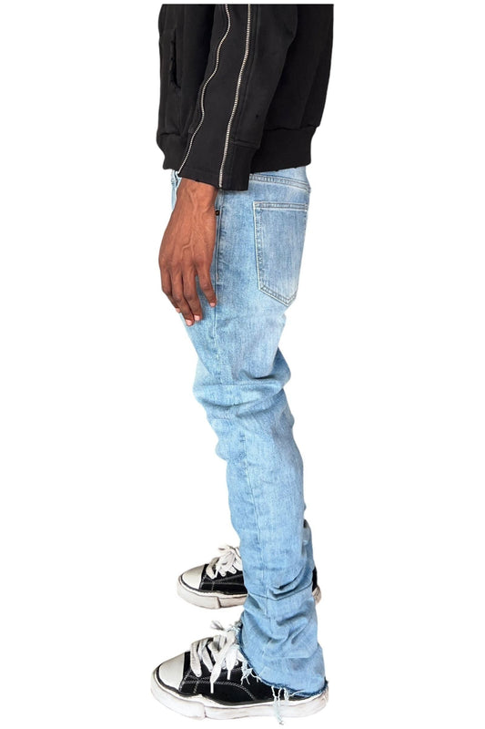 Sky Blue Stacked Flare Jean
