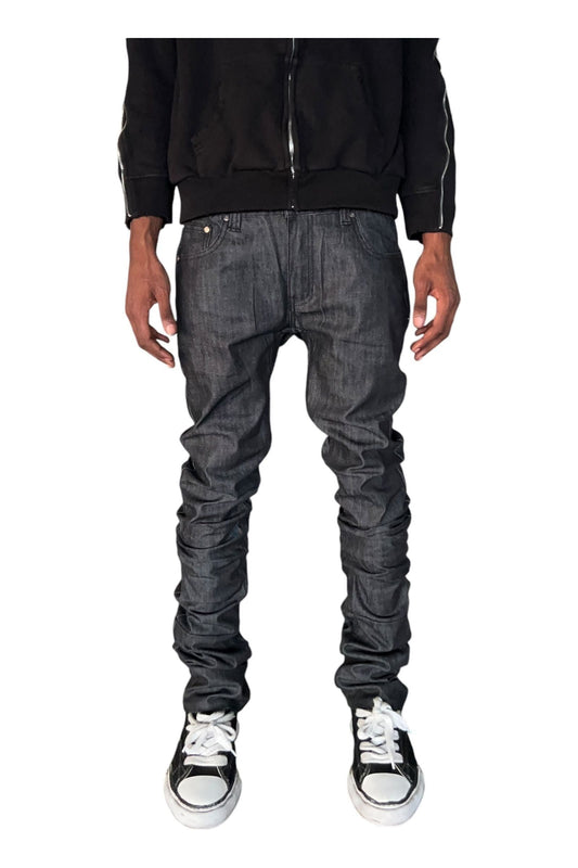 Raw Black Stacked Flare Jean