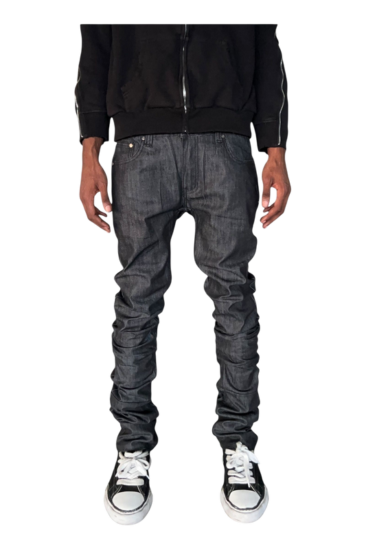 Raw Black Stacked Denim