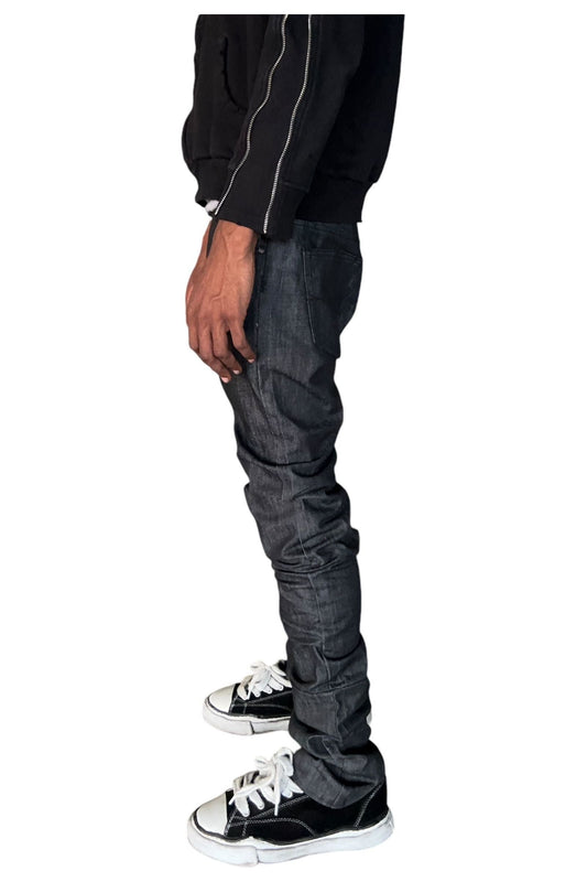 Raw Black Stacked Flare Jean